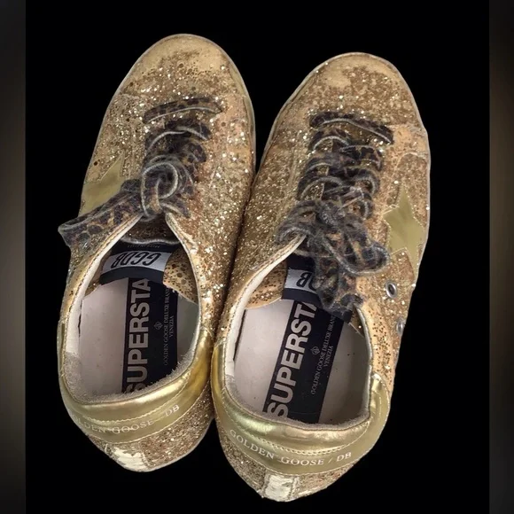Golden Goose Gold Glitter Shoes, Sz 37, GUC